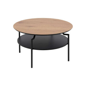 Leen Bakker - Salontafel Soto - Eikenkleur - Ø80 Cm - MDF - Zwart#Bruin