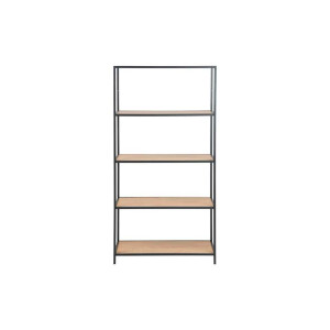 Leen Bakker - Boekenkast Jaxx - Eikenkleur - 150x77x35 Cm - MDF/Metaal - Bruin#Zwart