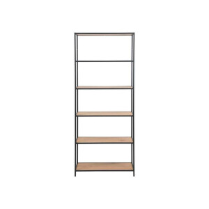 Leen Bakker - Boekenkast Jaxx - Eikenkleur - 185x77x35 Cm - MDF/Metaal - Zwart#Bruin