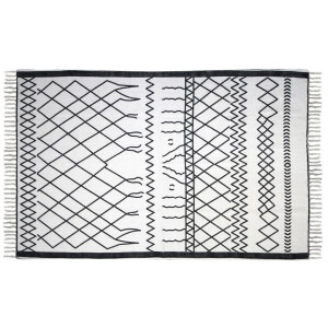 Leen Bakker - HSM Collection Vloerkleed Borris - Zwart/ - 230x160 Cm - Katoen - Wit