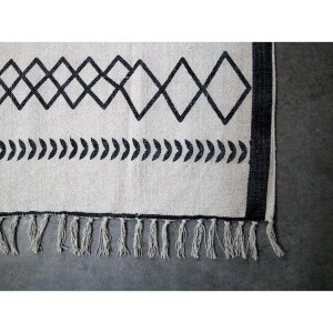 Leen Bakker - HSM Collection Vloerkleed Borris - Zwart/ - 180x120 Cm - Katoen - Wit