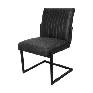 Leen Bakker - HSM Eetkamer Stoel Texas - Leder - Grafiet - Metaal/Leder - Grijs - 50x55x85 Cm