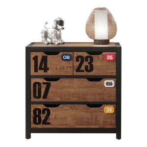 Leen Bakker - Vipack Commode Alex - Bruin - 86x42x83 Cm - MDF/Hout - Zwart#Bruin