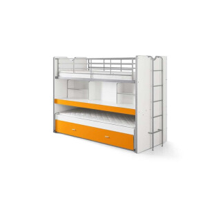 Leen Bakker - Vipack Hoogslaper Bonny - Oranje - 221,5x101,5x161 Cm - Hout - Wit#Oranje - 221.5x101.5x161 Cm