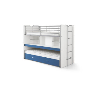 Leen Bakker - Vipack Hoogslaper Bonny - Blauw - 221,5x101,5x161 Cm - Hout - Wit#Blauw - 221.5x101.5x161 Cm