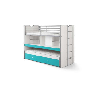 Leen Bakker - Vipack Hoogslaper Bonny - Turquoise - 221,5x101,5x161 Cm - Hout - Wit#Turquoise - 221.5x101.5x161 Cm