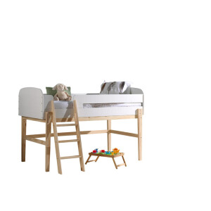 Leen Bakker - Vipack Halfhoogslaper Kiddy - 204,4x129,4x120 Cm - MDF/Grenenhout - Wit - 204.4x129.4x120 Cm