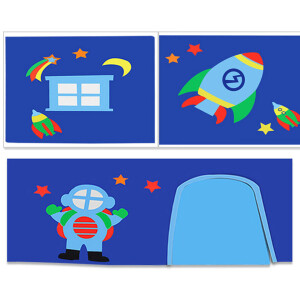 Leen Bakker - Vipack Speelgordijn Astro - 235x140x0,5 Cm - Katoen - Blauw - 0.5x140x235 Cm