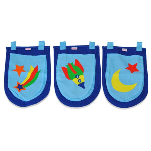 Leen Bakker - Vipack 3 Zakjes Astro - 51,5x30x3 Cm - Katoen - Blauw - 51.5x30x3 Cm