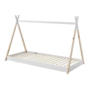 Leen Bakker - Vipack Bed Tipi - Wit/naturel - 90x200 Cm - Grenenhout - Bruin#Wit - 206x106.5x133.5 Cm