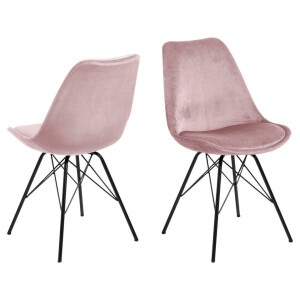 2e Halve Prijs Leen Bakker - Eetkamerstoel Bonn (2 Stuks) - Velvet - Oud - Metaal/Velvet - Roze - 54x48.5x85.5 Cm
