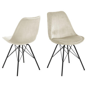 Leen Bakker - Eetkamerstoel Bonn (2 Stuks) - Velvet - Zand - Metaal/Velvet - Bruin - 54x48.5x85.5 Cm