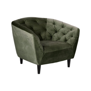 Leen Bakker - Fauteuil Thyrza - Fluweel - Velvet - Groen - 83x97x79 Cm