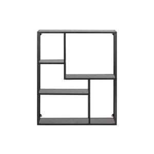 Leen Bakker - Wandrek Jaxx - 91x75x20 Cm - Metaal/Hout - Zwart