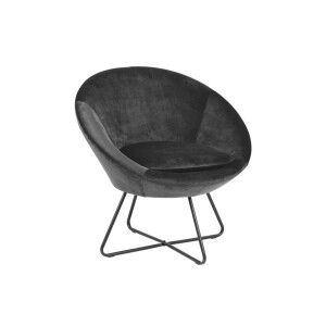 Leen Bakker - Fauteuil Forli - Fluweel - Donker - Velvet - Grijs - 72.5x82x79 Cm
