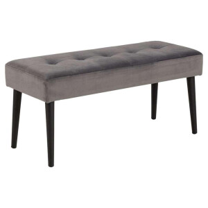 Leen Bakker - Bankje Gaby - Fluweel - Donker - 45x95x38 Cm - Velvet - Grijs
