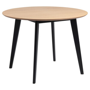 Leen Bakker - Eetkamertafel Roxy - Eiken/zwart - 76xØ105 Cm - Hout - Zwart#Bruin