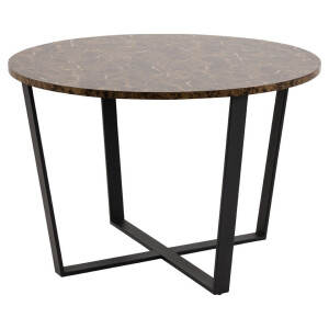 Leen Bakker - Eetkamertafel Alma - Bruin - 75xØ110 Cm - Melamine/Marmer - Zwart#Bruin