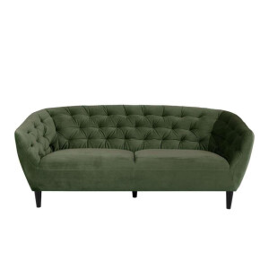 Leen Bakker - Bank Thyrza 3-zits - Fluweel - Stof/Velvet - Groen - 84x191x78 Cm