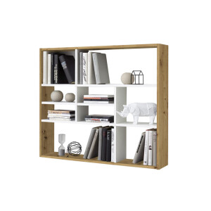 Leen Bakker - Wandrek Mika - Eiken/mat Wit - 78,5x90x16 Cm - Melamine - Bruin#Wit