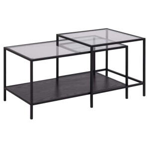 Leen Bakker - Salontafel Jaxx - 55x55x90 Cm - Metaal/Glas - Zwart
