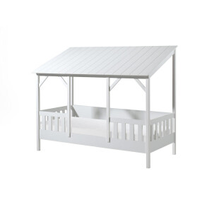 Leen Bakker - Vipack Huisbed Met Dak - 90x200 Cm - MDF/Grenenhout - Wit - 106x214.2x174 Cm