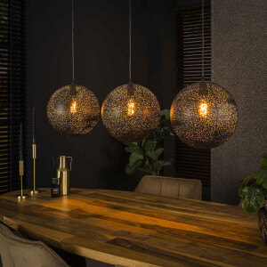 LifestyleFurn Hanglamp 'Henson' Artic black, 3-lamps
