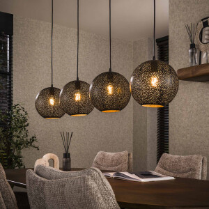 LifestyleFurn Hanglamp 'Henson' Artic black, 4-lamps