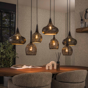 LifestyleFurn Hanglamp 'Henson' Artic black, 4+3-lamps