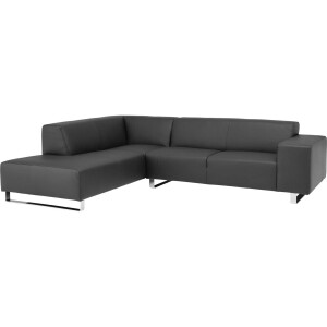 Goossens Excellent Hoekbank Design@home zwart, leer, 2,5-zits, modern design met ligelement links