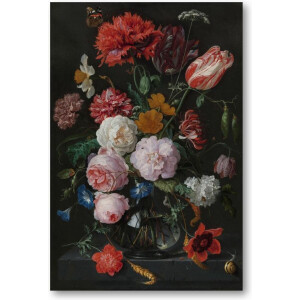 Stilleven met bloemen in een glazen vaas - 30x40 Forex Staand - Jan Davidsz - Meesterwerken - Bloemen