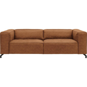 Goossens Bank Calvin cognac, micro leer, 3,5-zits, modern design