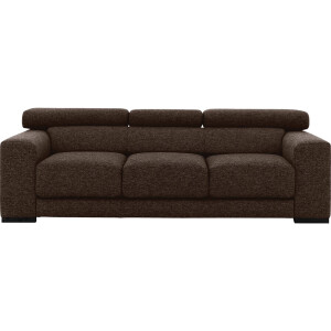 Goossens Bank Nora bruin, stof, 3-zits, stijlvol landelijk