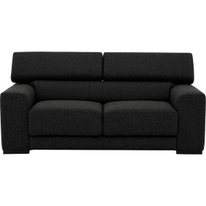 Goossens Bank Nora donkergrijs, stof, 2-zits, stijlvol landelijk