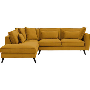 Goossens Bank Suite geel, stof, 2,5-zits, elegant chic met ligelement links