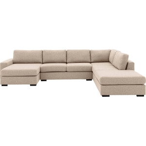 Goossens Bank Lucca wit, stof, 2,5-zits, stijlvol landelijk met ligelement rechts