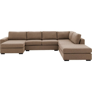 Goossens Bank Lucca bruin, stof, 2,5-zits, stijlvol landelijk met ligelement rechts