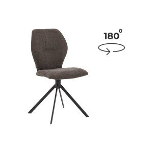 Goossens Eetkamerstoel Hera bruin stof met draaifunctie leuning, modern design
