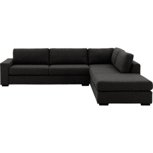 Goossens Bank Lucca grijs, stof, 3-zits, stijlvol landelijk met ligelement rechts