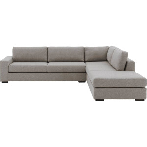 Goossens Bank Lucca grijs, stof, 3-zits, stijlvol landelijk met ligelement rechts