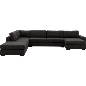 Goossens Bank Lucca grijs, stof, 3-zits, stijlvol landelijk met ligelement links