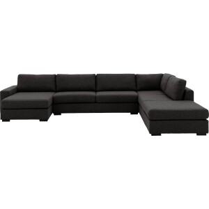 Goossens Bank Lucca grijs, stof, 3-zits, stijlvol landelijk met ligelement rechts