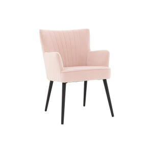 Goossens Eetkamerstoel Rob roze velvet stof met armleuning, urban industrieel