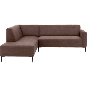 Goossens Bank Key West bruin, micro leer, 2,5-zits, modern design met ligelement links