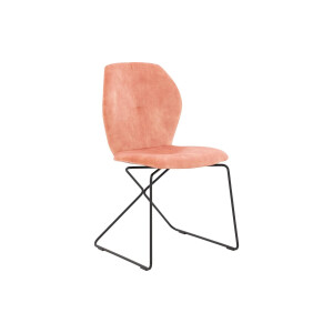 Goossens Excellent Eetkamerstoel Manzini roze velvet stof leuning, modern design