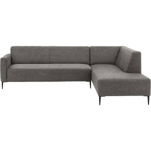 Goossens Bank Key West grijs, micro leer, 3-zits, modern design met ligelement rechts