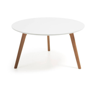 Kave Home Kave Home Salontafel Kirb rond, hout wit,, 90 x 45 x 90 cm