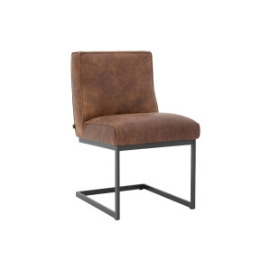Goossens Excellent Eetkamerstoel Tom bruin leer leuning, urban industrieel