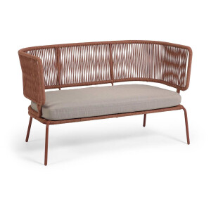 Kave Home Kave Home Bank Nadin, 2-zitsbank Nadin In Terracotta Touw En Van Gegalvaniseerd Staal 135 Cm