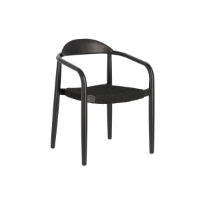 Kave Home Kave Home Eetkamerstoel Nina zwart hout met arm,